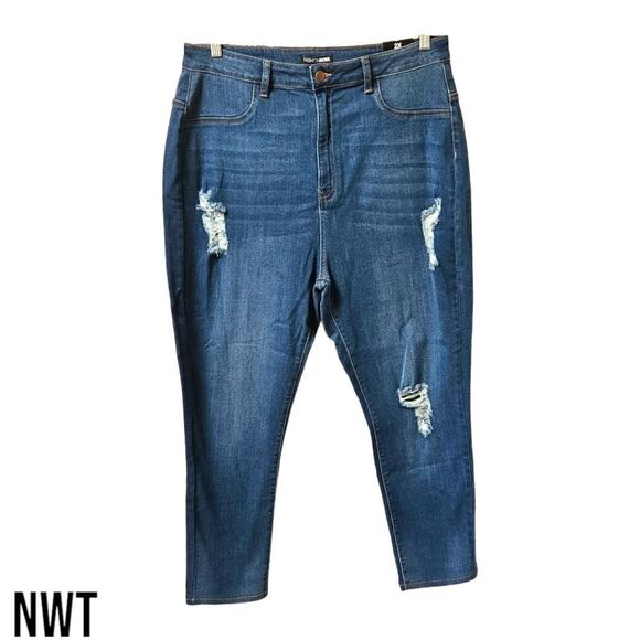 NWT Fashion Nova Plus Size Soft And Stretchy Distressed Jeans. - Picture 2 of 12
